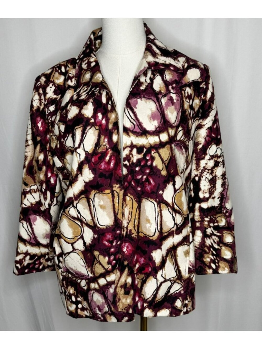 Alfred Dunner Womens Multicolor Abstract Print Jacket Size 14